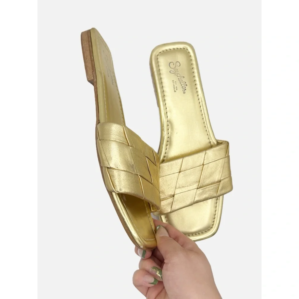 Seychelles Gold Metallic Portland Slide Leather Sandals - Picture 5 of 9